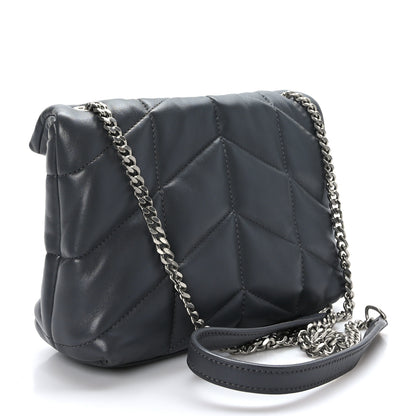 Saint Laurent Lambskin Quilted Toy Loulou Puffer Monogram Chain Satchel Storm 3 of 9