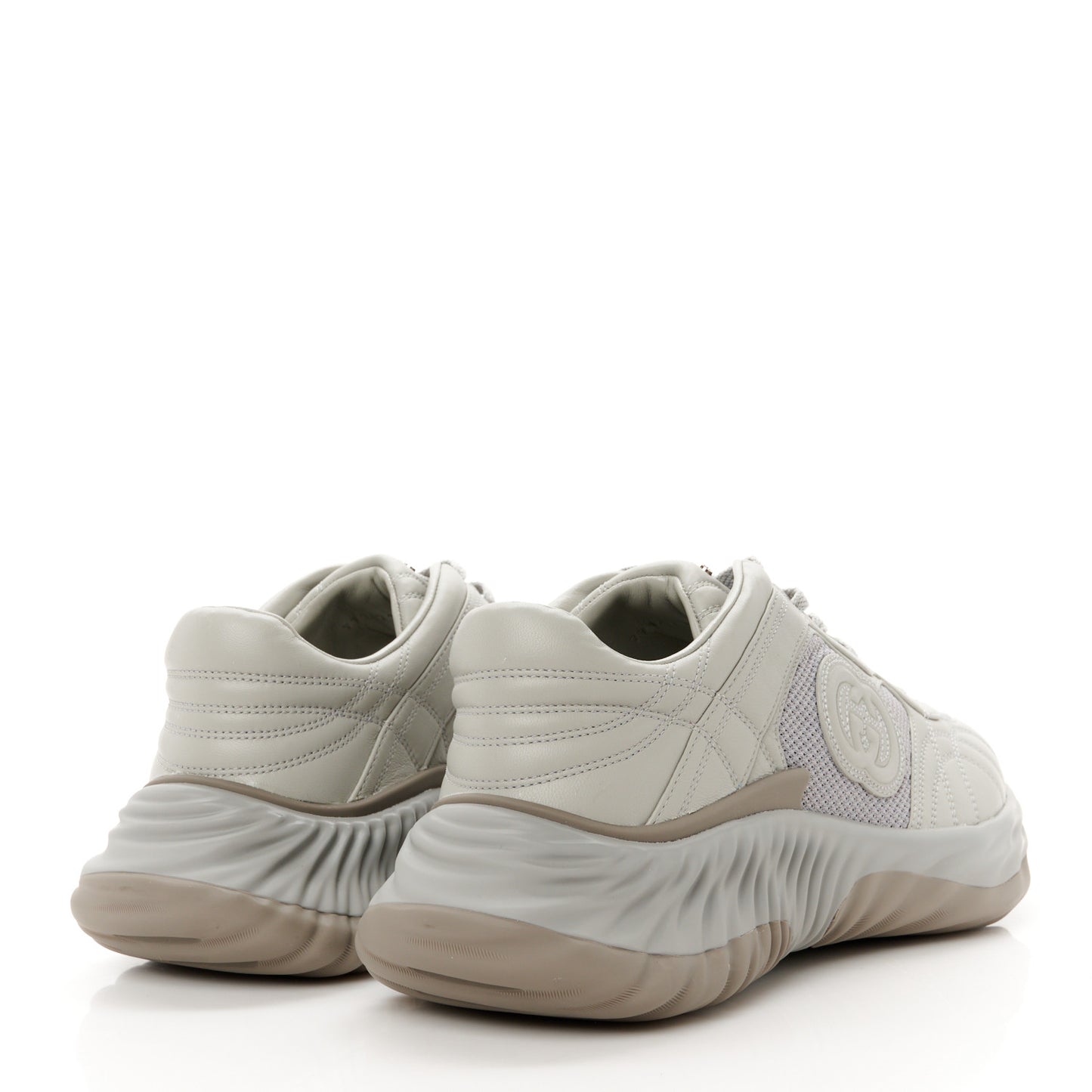 New Nappa Sombre Interlocking G Ripple Mens Platform Sneakers 8.5 Grey Sky