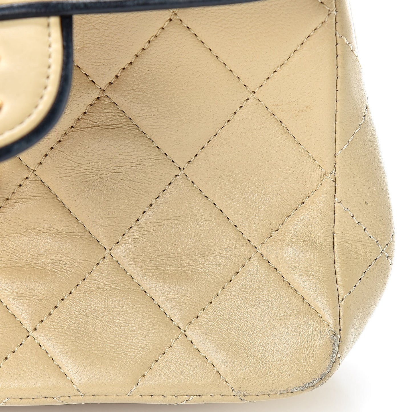 Lambskin Quilted Mini Square Flap Beige