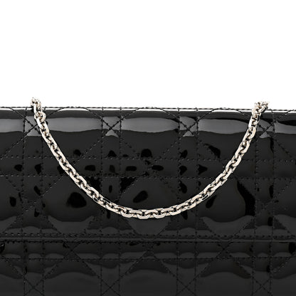 Christian Dior Patent Lambskin Cannage Lady Dior Rendezvous Wallet On Chain Black 9 of 11