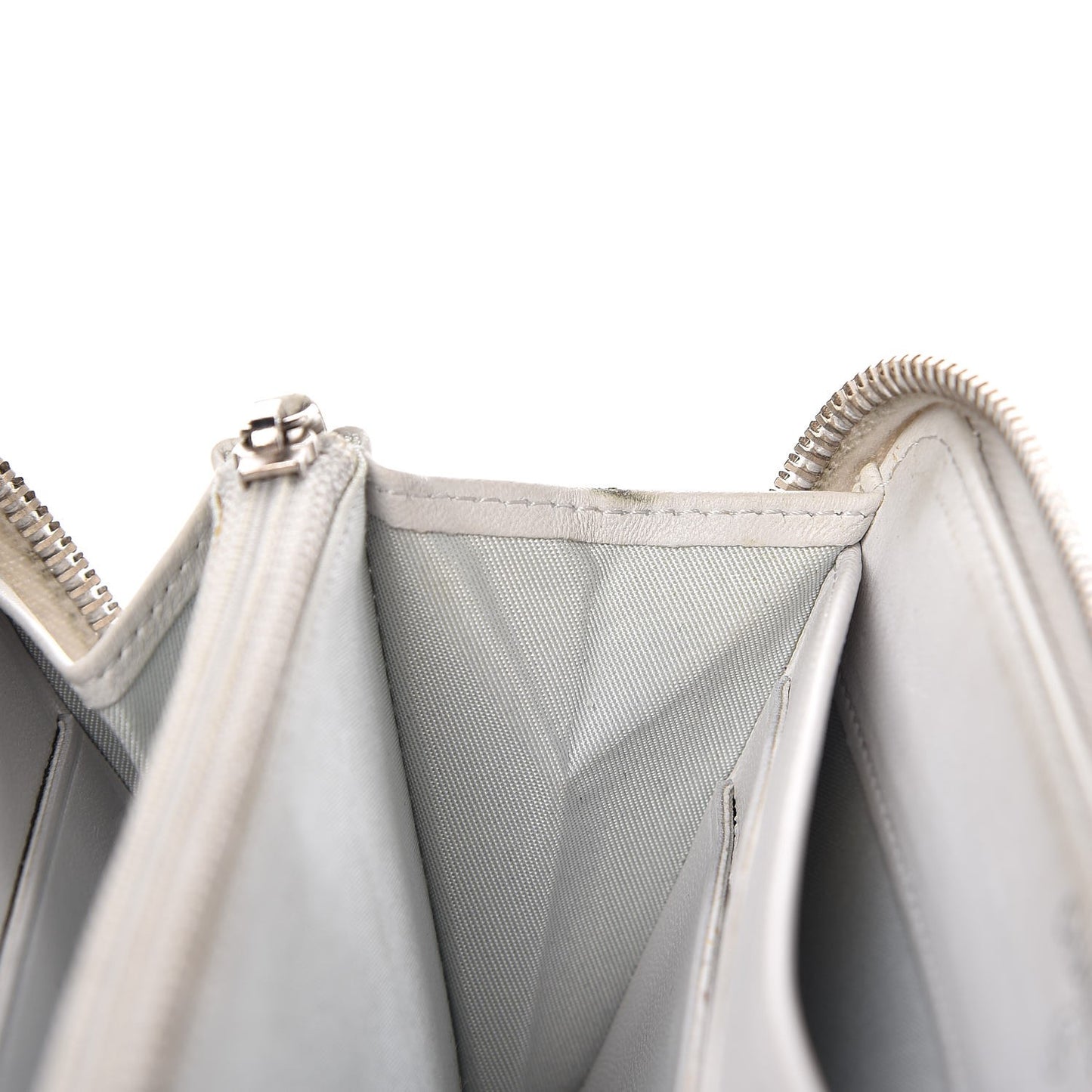 Metallic Galuchat Stingray Lambskin Boy Zip Around Wallet Silver