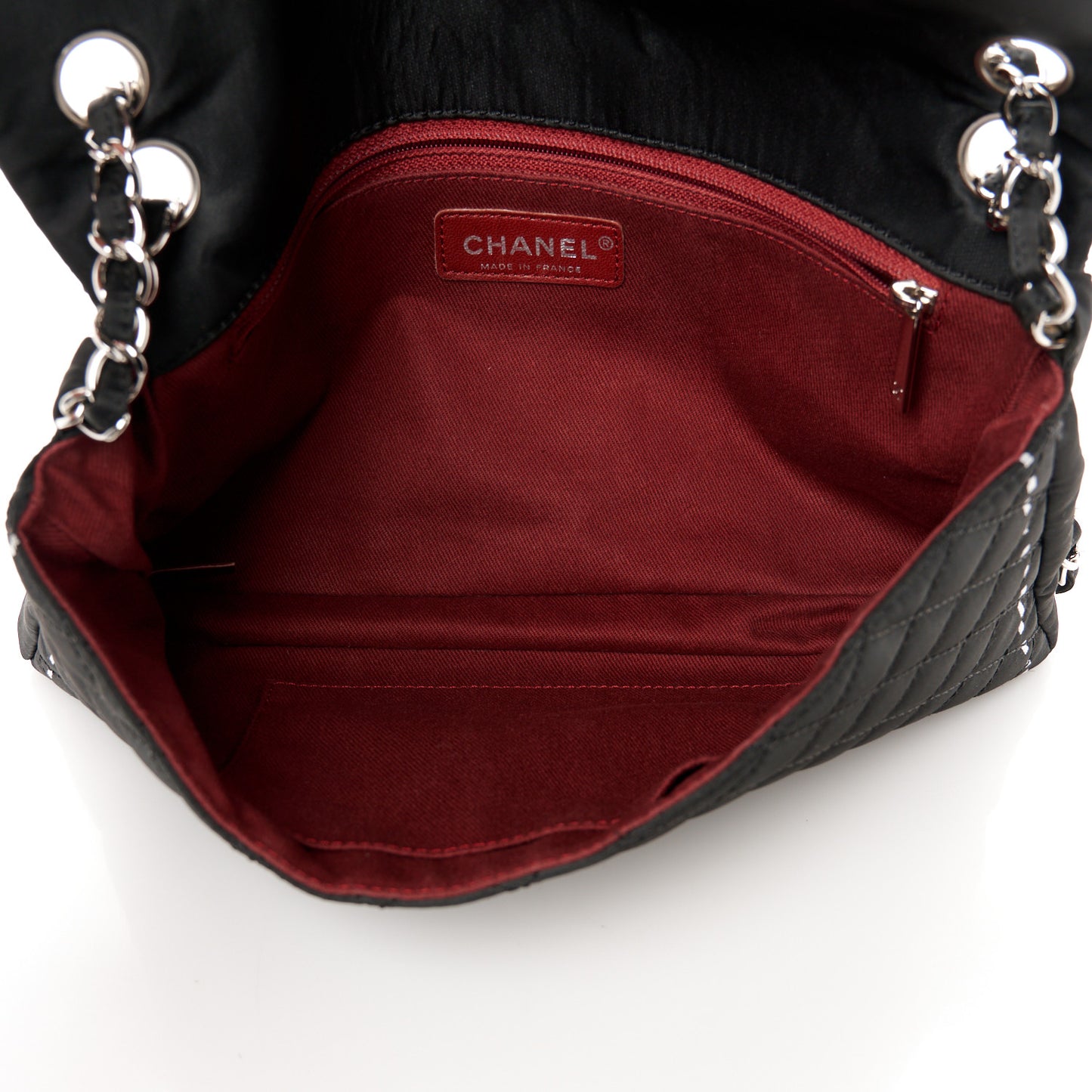 Nylon Quilted Logo Flap Black