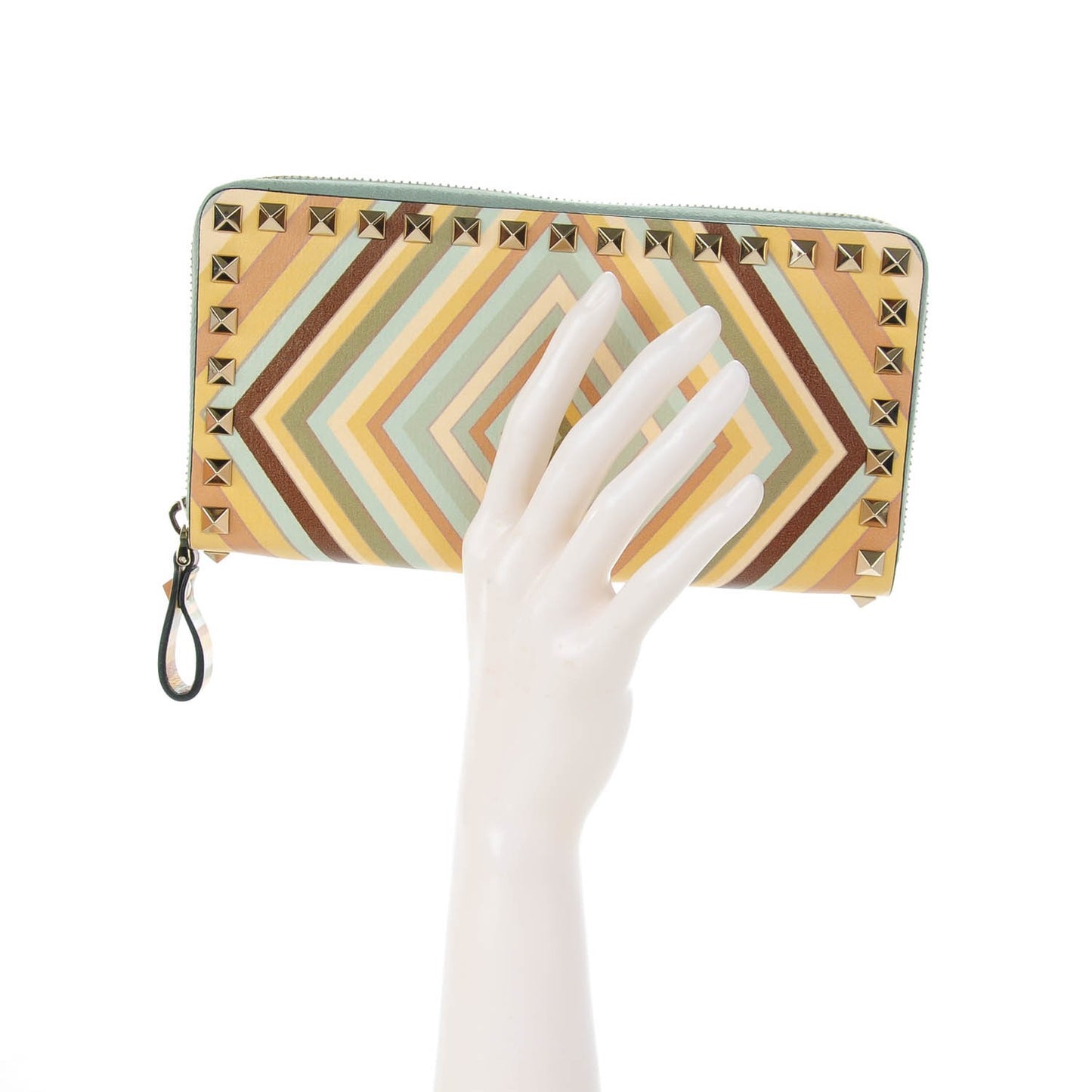Calfskin Native Couture 1975 Rockstud Zip Around Wallet