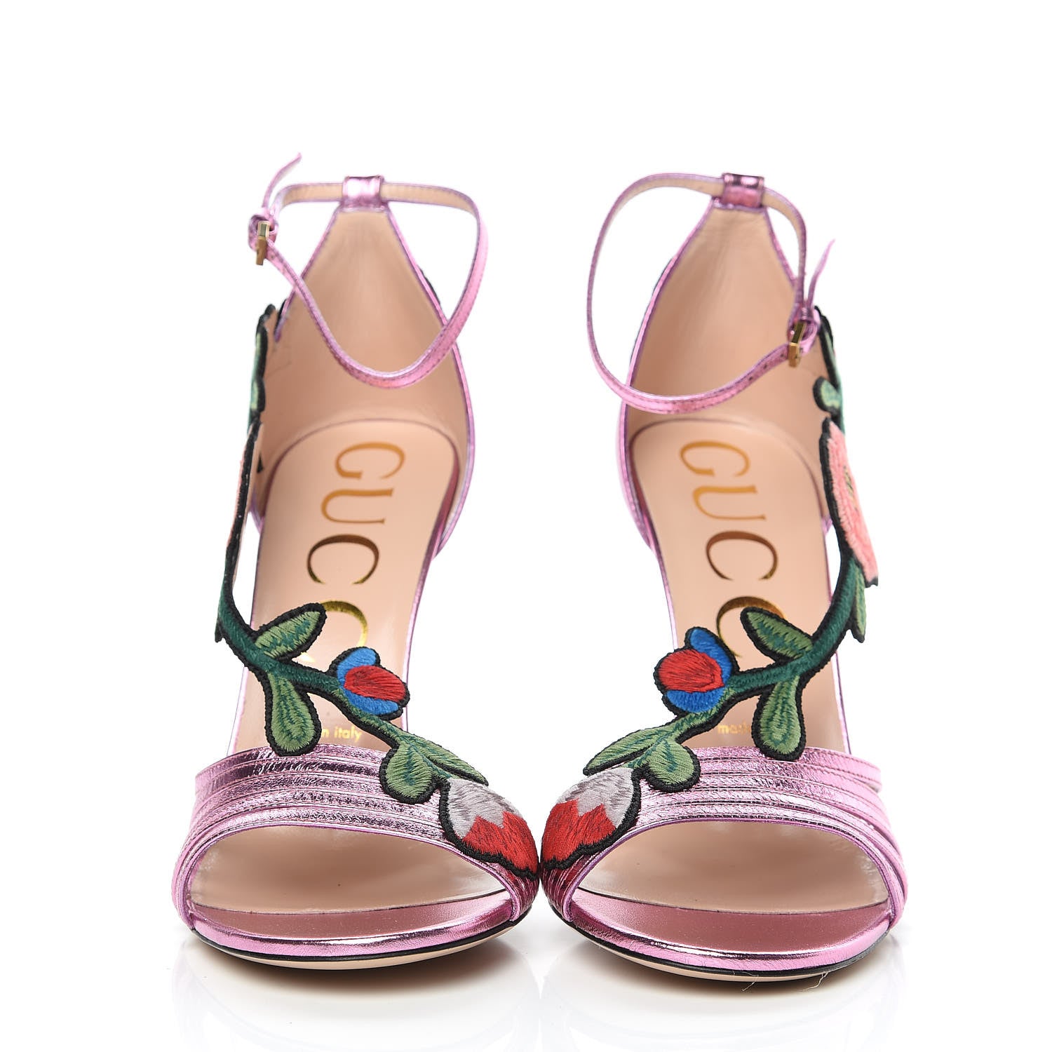 Gucci Metallic Nappa Ophelia High Heel Sandals 39.5 Rosa 2 of 9