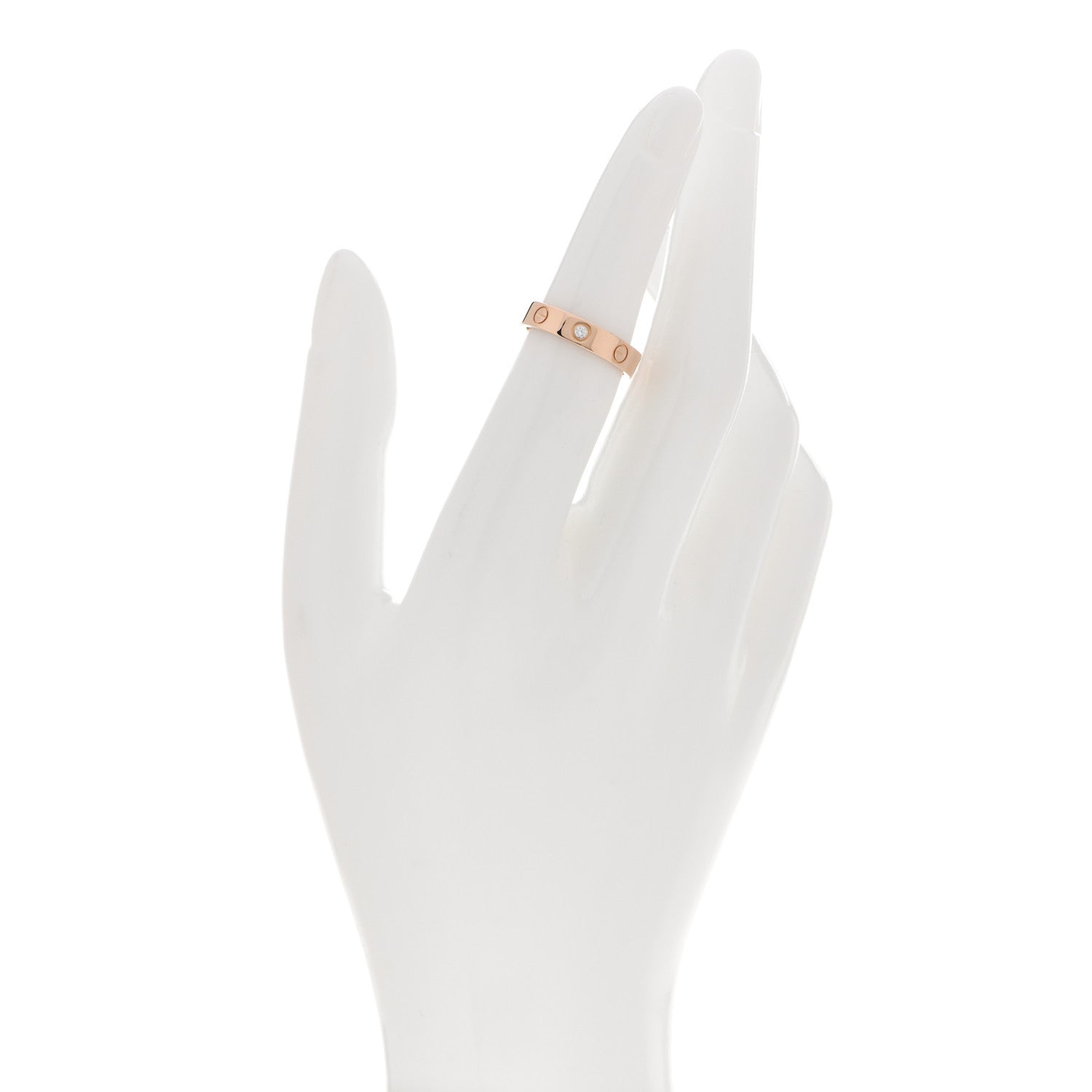 Cartier 18K Pink Gold Diamond 4mm LOVE Wedding Band Ring 50 5.25 2 of 5