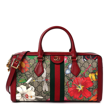 Gucci GG Supreme Monogram Flora Web Medium Ophidia Boston Red 1 of 10