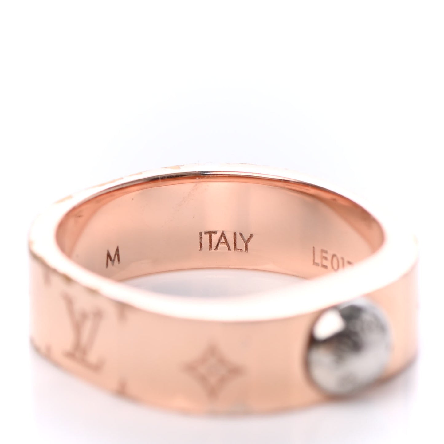 Brass Monogram Engraved Nanogram Ring M Pink Gold