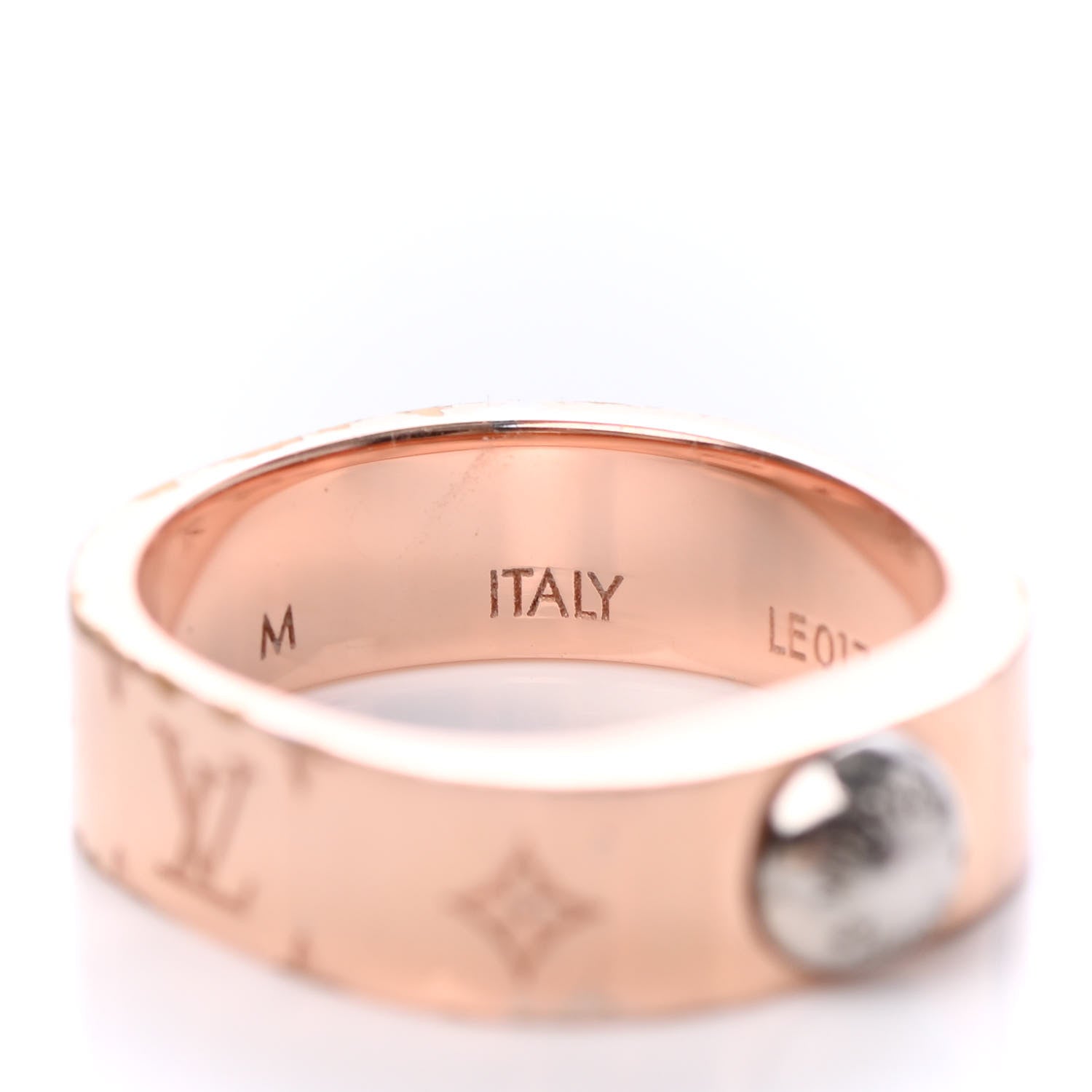 Louis Vuitton Brass Monogram Engraved Nanogram Ring M Pink Gold 3 of 4