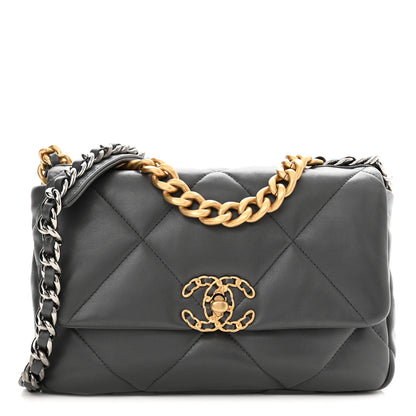 Chanel Lambskin Quilted Medium Chanel 19 Flap Dark Grey 1 of 10