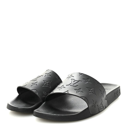 Louis Vuitton Rubber Embossed Monogram Mens Waterfront Mules 7.5 Black 4 of 8