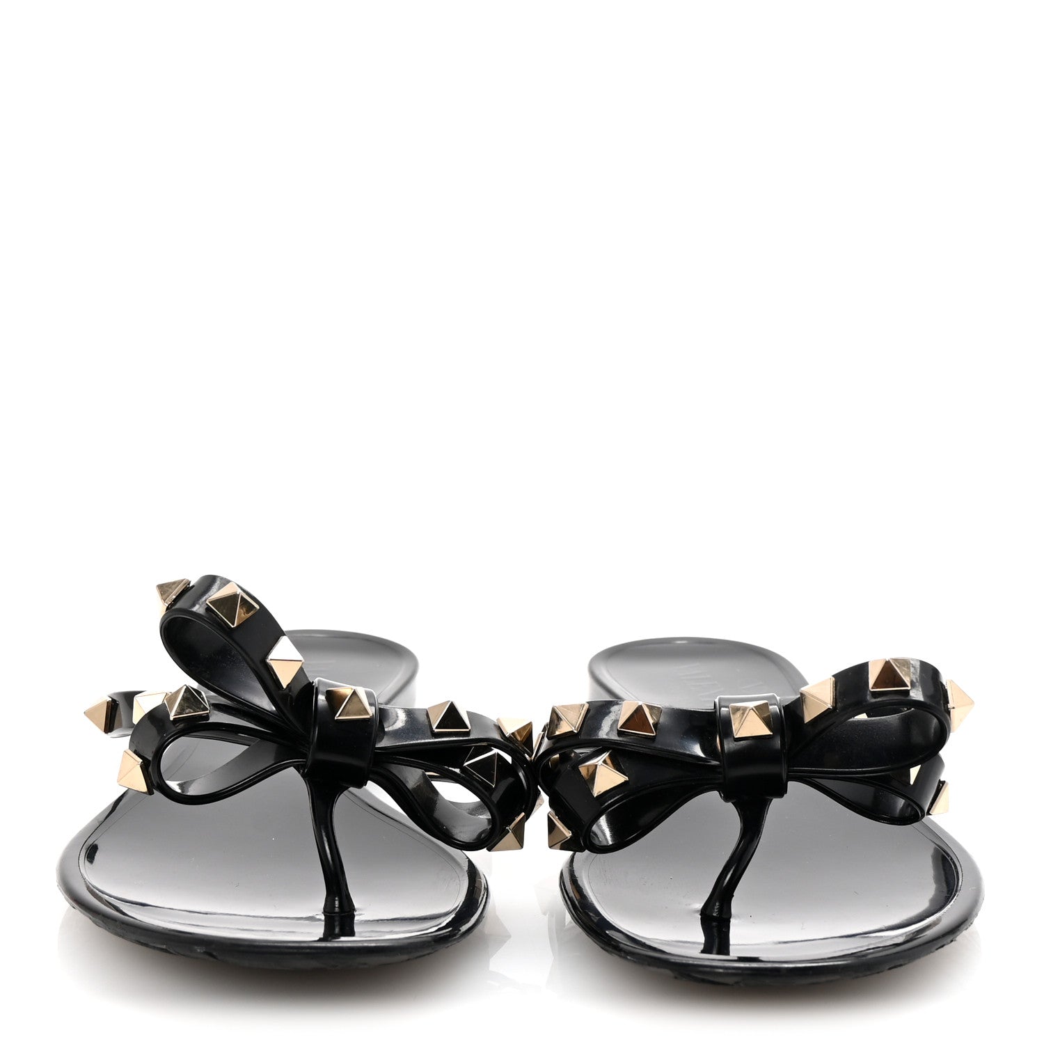 Valentino Garavani PVC Jelly Rockstud Bow Thong Sandals 35 Black 3 of 8