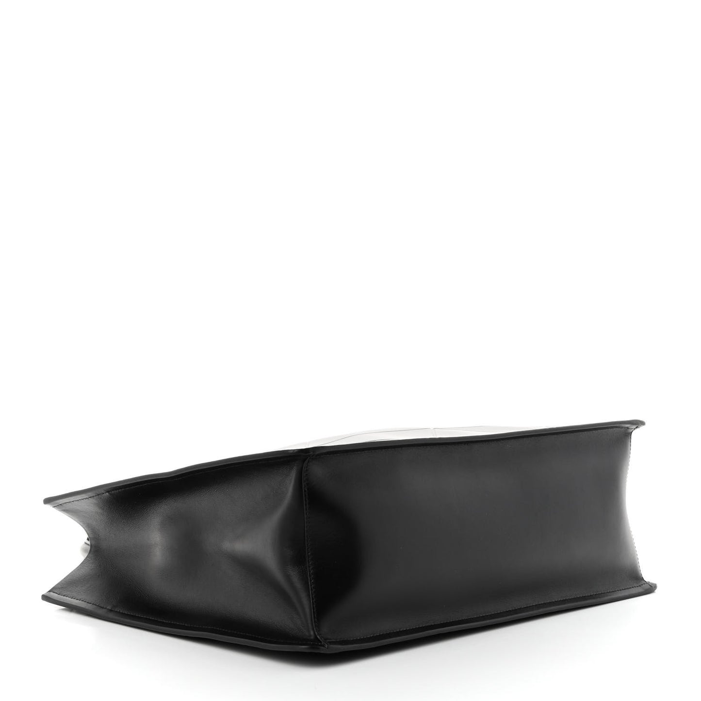 Soft Calfskin Triangle Embossed Large Tote Bag Black