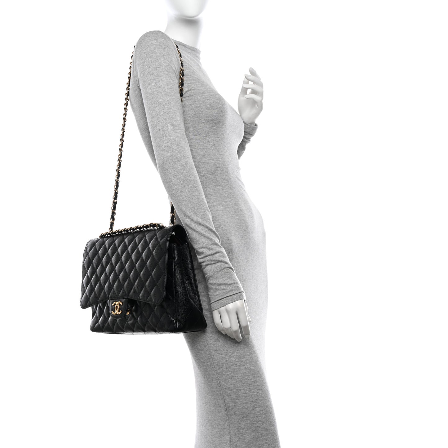 Caviar Quilted Maxi Double Flap Black