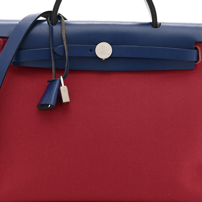 Hermes Military Toile Vache Hunter Herbag Zip 31 PM Rouge Grenat Bleu Saphir 9 of 14