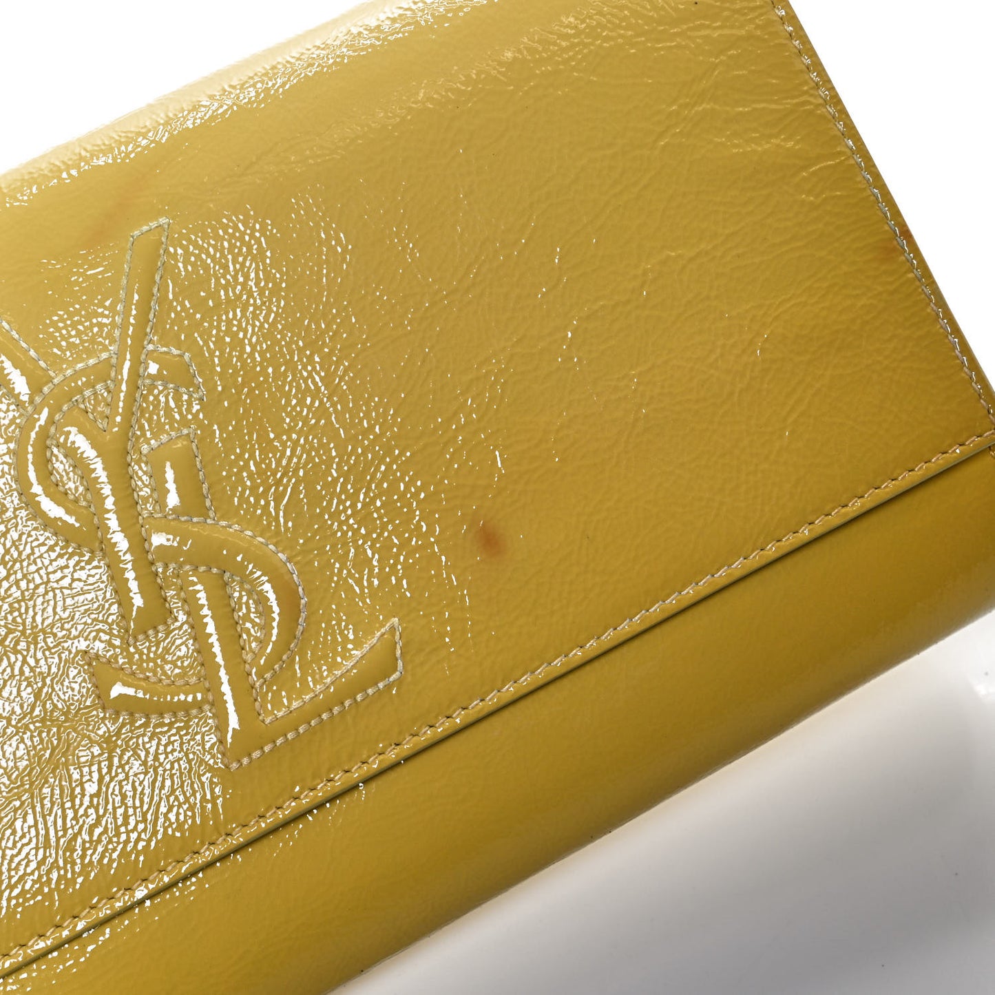 Textured Patent Calfskin Monogram Large Belle De Jour Clutch Lemon