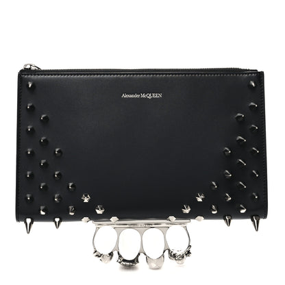 Alexander McQueen Calfskin Skull Four RIng Zip Pouch Black 1 of 9