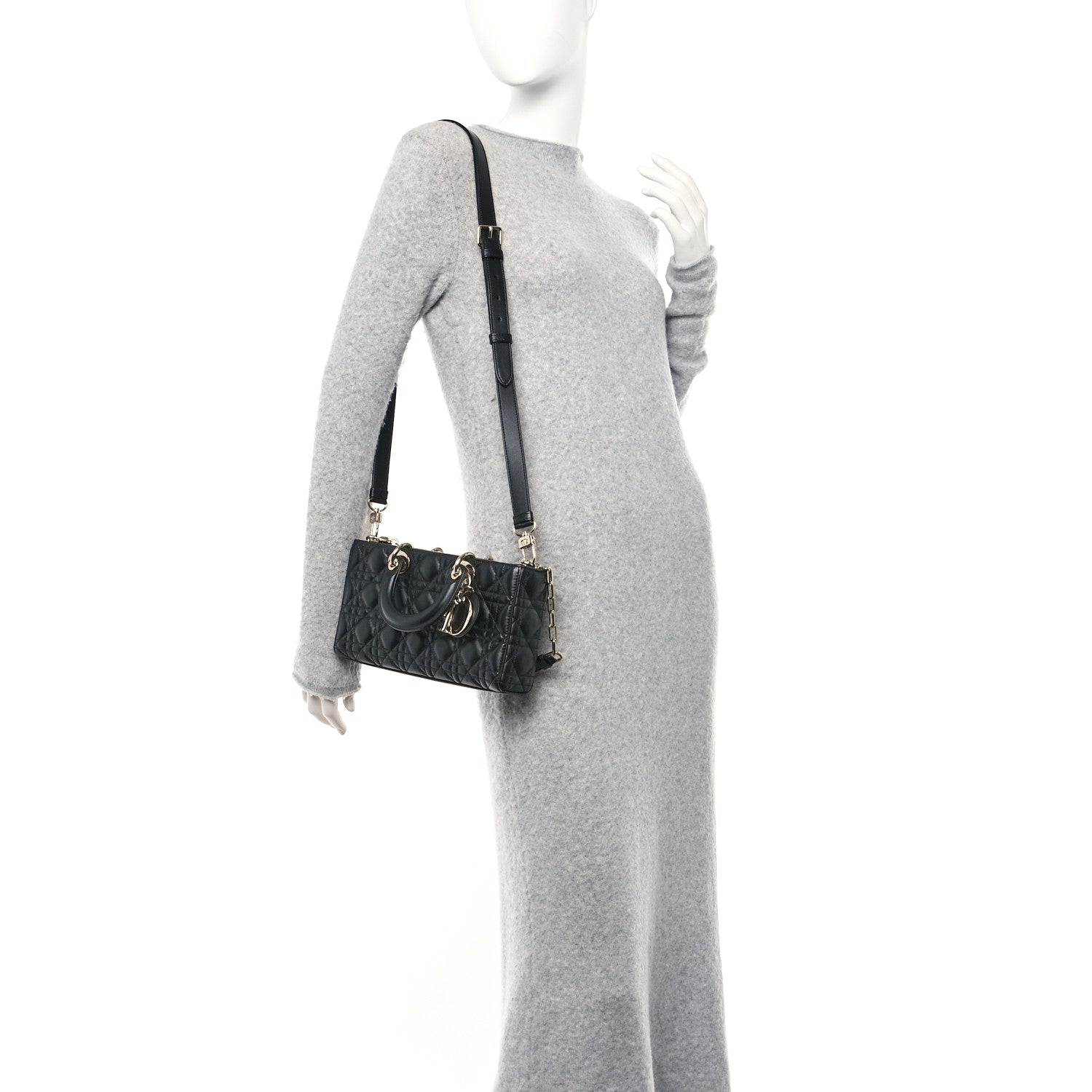 Christian Dior Lambskin Cannage Medium Lady D-Joy Black 2 of 9