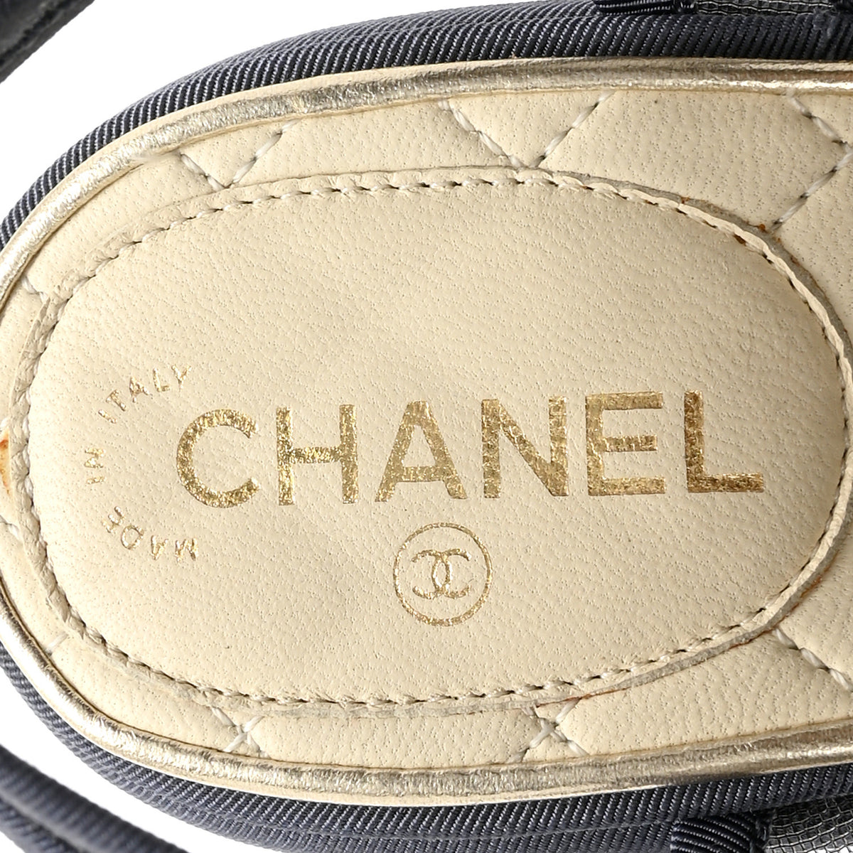 Chanel Mesh Grosgrain Wedge Sandals 37 Blue 7 of 11