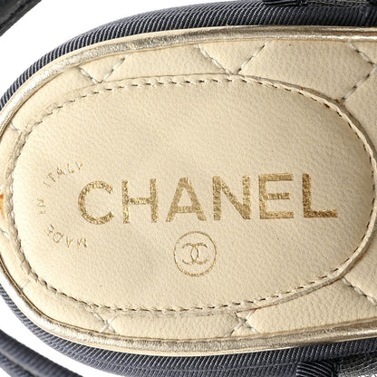 Chanel Mesh Grosgrain Wedge Sandals 37 Blue 7 of 11