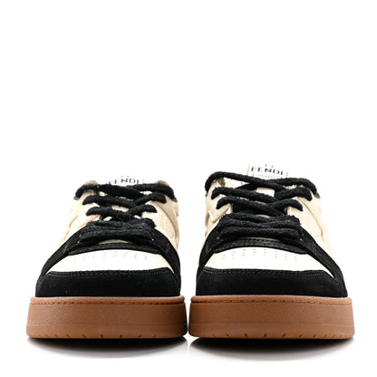 Fendi Suede Vitello Mens Fendi Match Low Top Sneakers 10 Milk Black 2 of 12