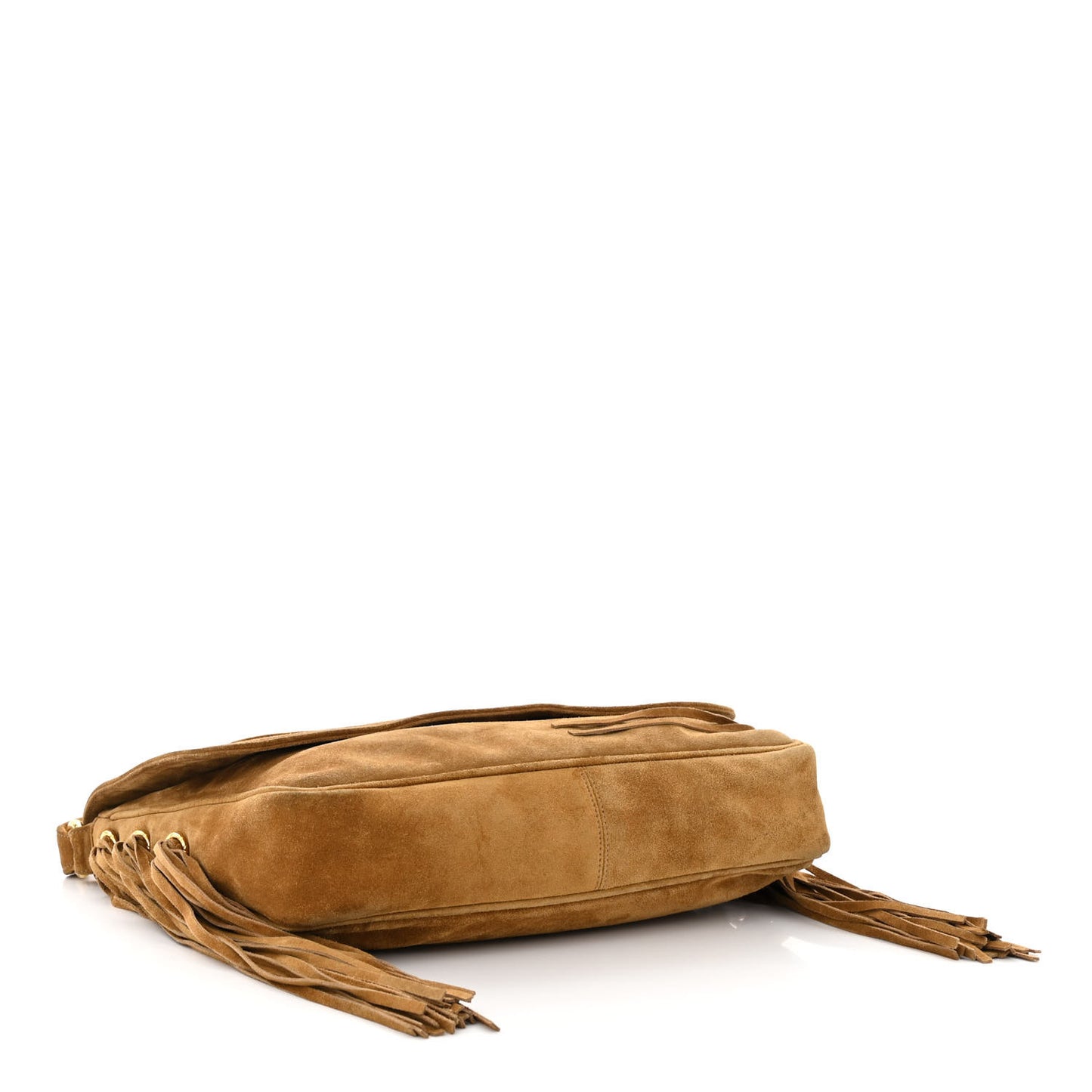 Suede CC Fringe Messenger Flap Bag Brown