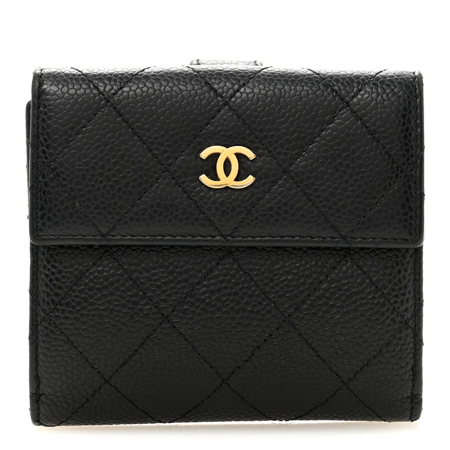 Chanel Caviar Quilted Compact French Flap Wallet Black 1 of 12