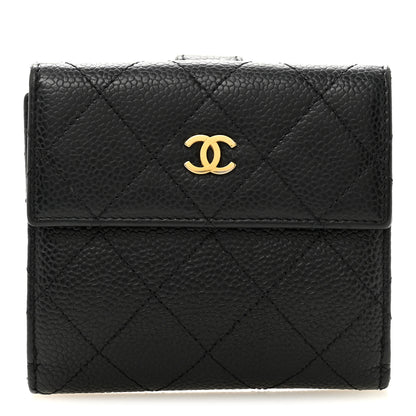 Chanel Caviar Quilted Compact French Flap Wallet Black 1 of 12