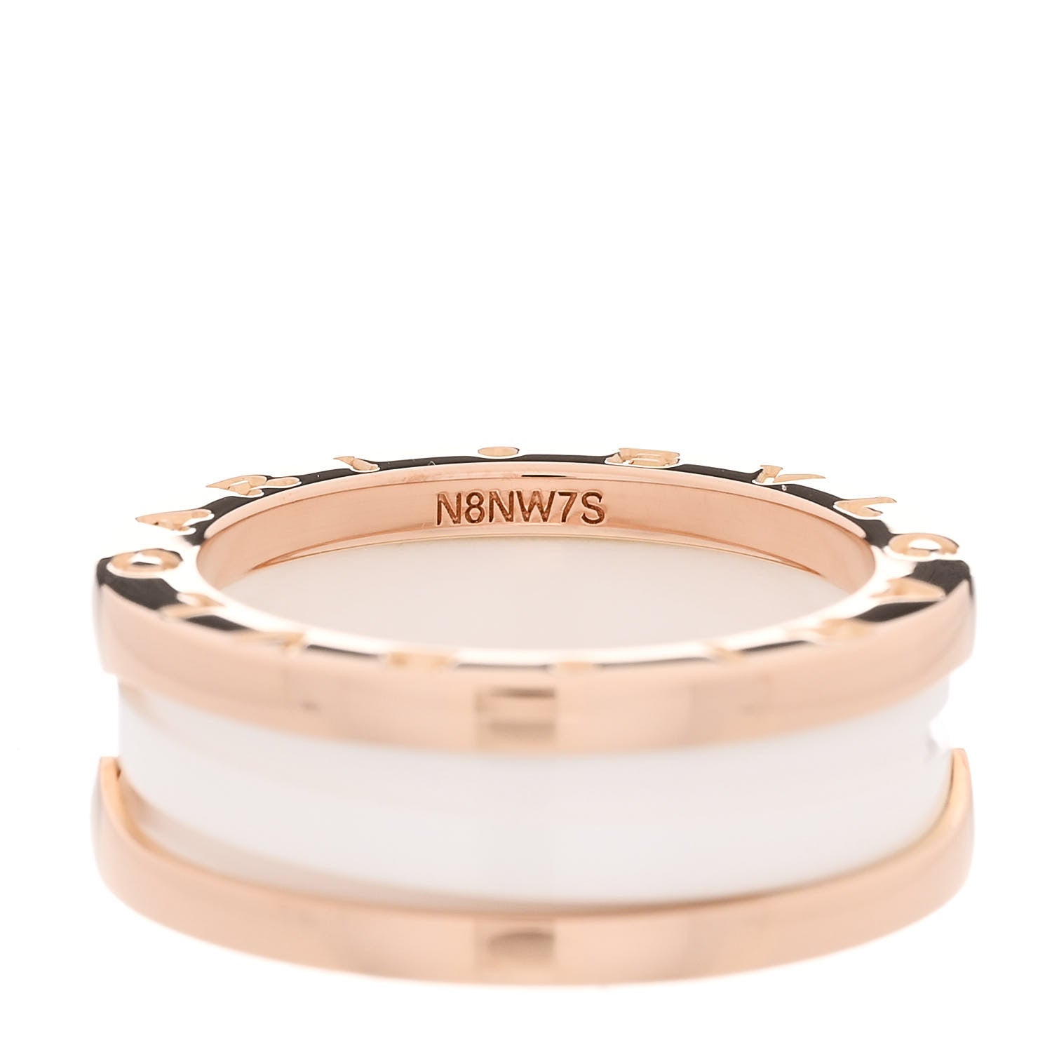 Bulgari 18K Rose Gold White Ceramic B.Zero1 Two-Band Ring 53 6.25 5 of 6