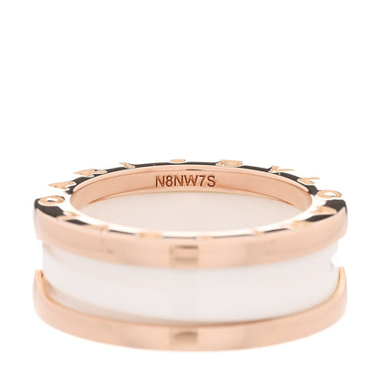 Bulgari 18K Rose Gold White Ceramic B.Zero1 Two-Band Ring 53 6.25 5 of 6