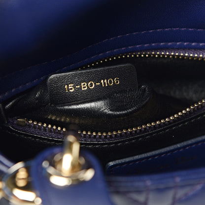Christian Dior Lambskin Cannage Crystal Mini Lady Dior Navy Blue 7 of 11