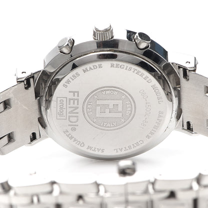 Fendi Stainless Steel Diamond Bezel Pink Mother of Pearl 32mm Orologi Zucca Chronograph Quartz Watch 4 of 6