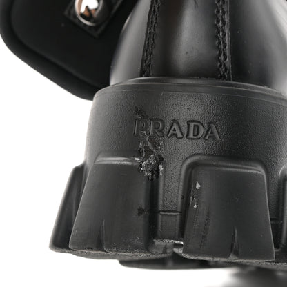 Prada Spazzolato Rois Re-Nylon Metal Triangle Logo Mens Monolith Pouch Pocket 60mm Combat Boots 7 Black 5 of 13