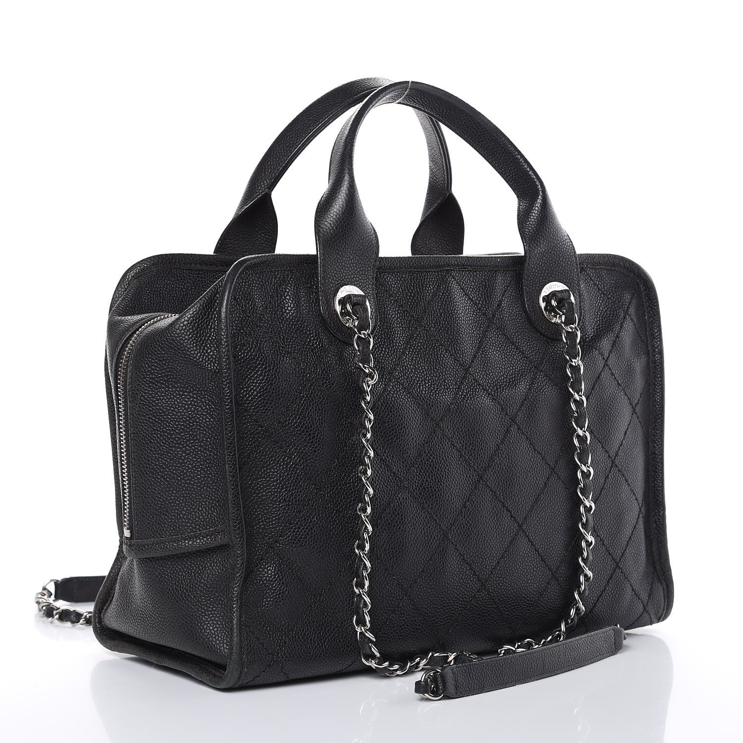Chanel Caviar Quilted Deauville Bowling Bag Black 3 of 16