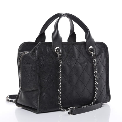 Chanel Caviar Quilted Deauville Bowling Bag Black 3 of 16