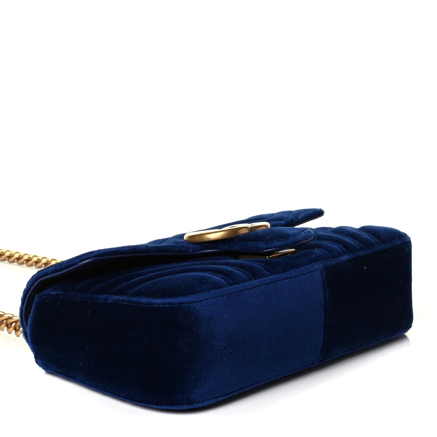Velvet Matelasse Mini GG Marmont Shoulder Bag Cobalt Blue