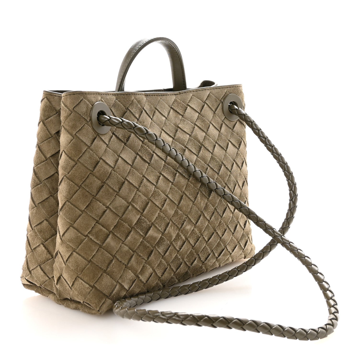 Bottega Veneta Suede Intrecciato Small Andiamo Shoulder Bag Cypress 3 of 9