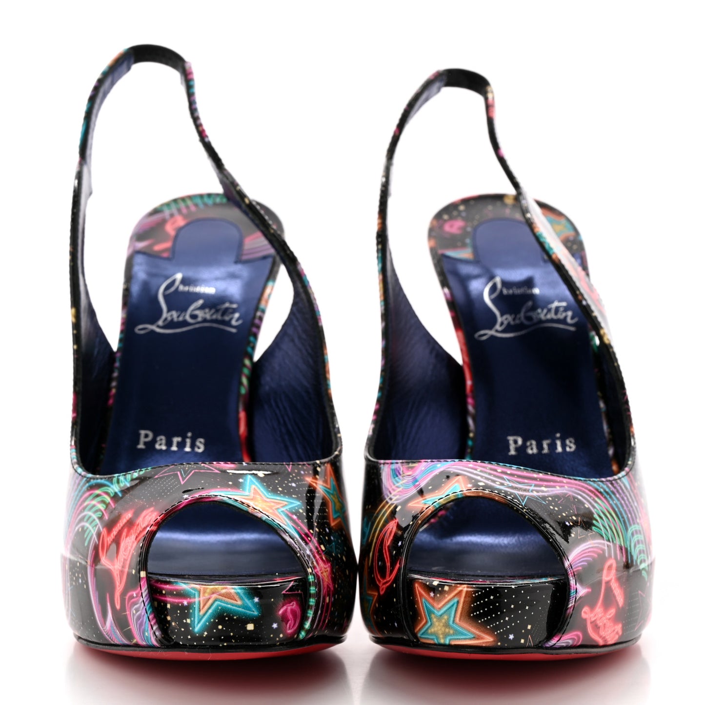 Patent Starlight Hot Chick Slingback Alta 120 Pumps 37.5 Multicolor