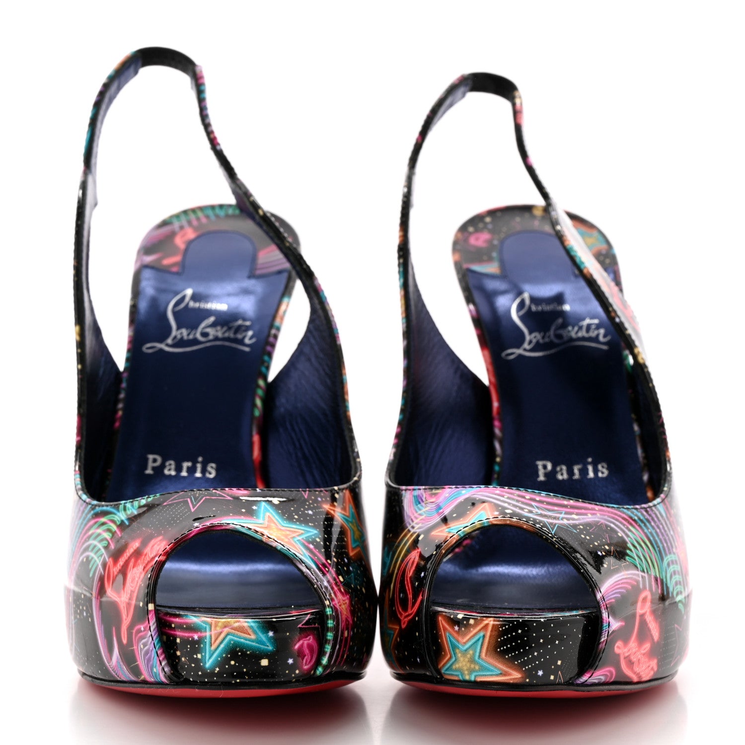 Christian Louboutin Patent Starlight Hot Chick Slingback Alta 120 Pumps 37.5 Multicolor 2 of 12
