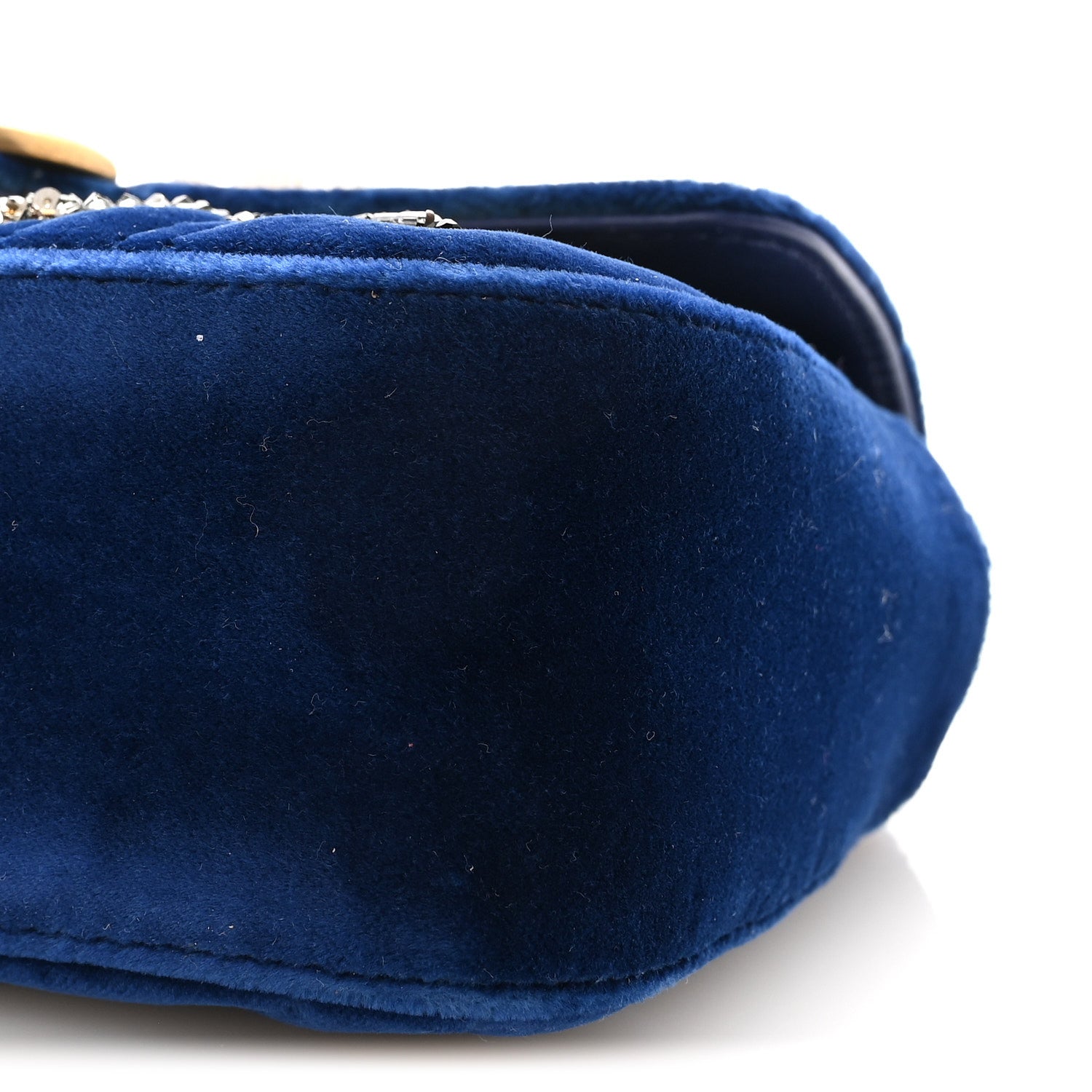 Gucci Velvet Matelasse Embroidered Mini GG Marmont Shoulder Bag Cobalt Blue 10 of 10