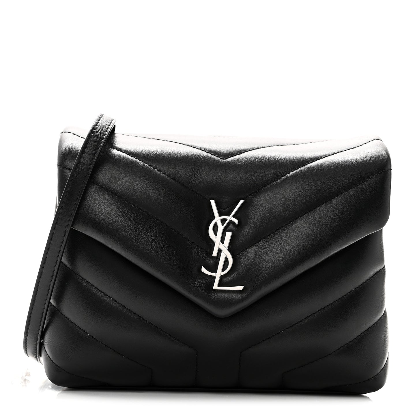 Calfskin Y Quilted Monogram Toy Loulou Crossbody Bag Black