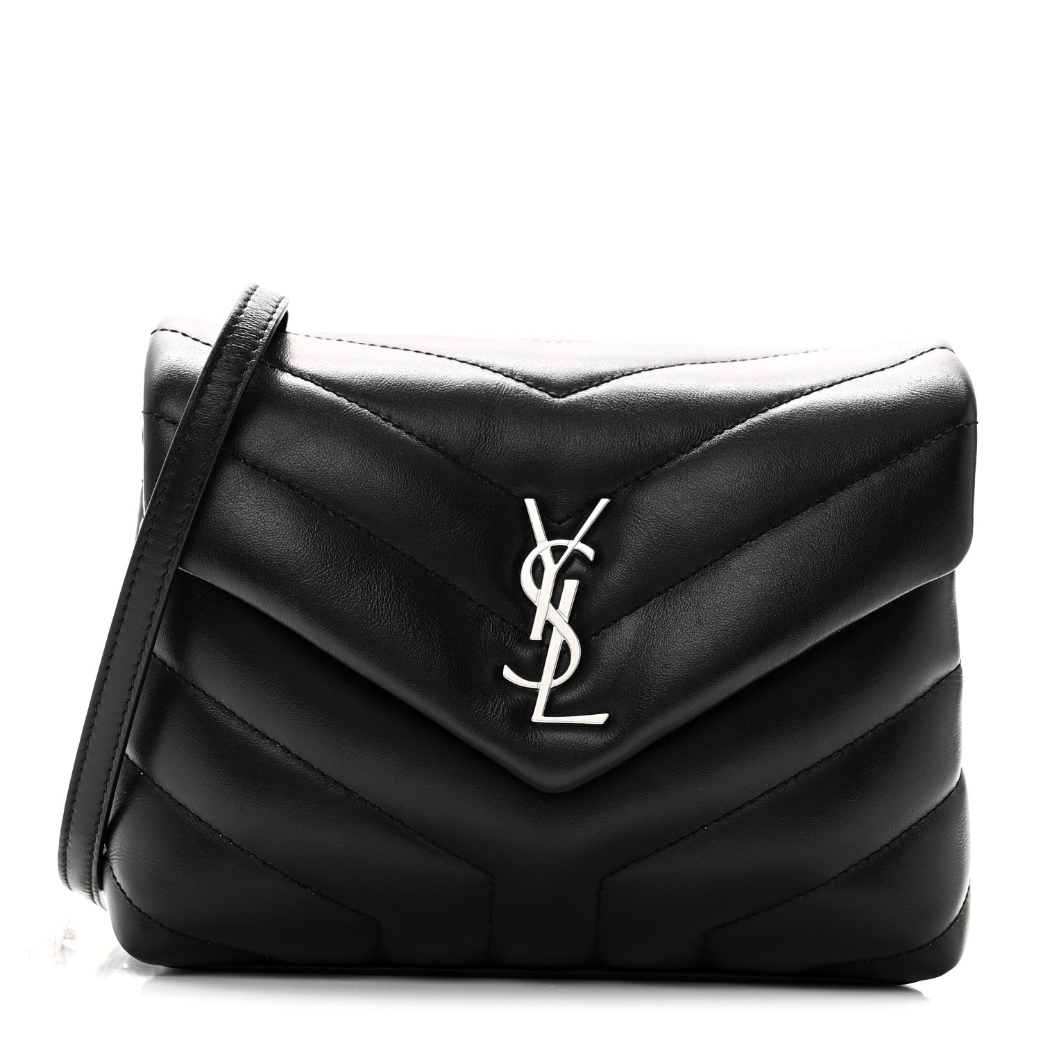 Saint Laurent Calfskin Y Quilted Monogram Toy Loulou Crossbody Bag Black 1 of 11