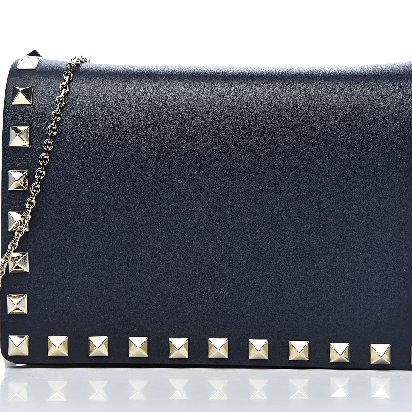 Calfskin Rockstud Wallet on Chain Marine