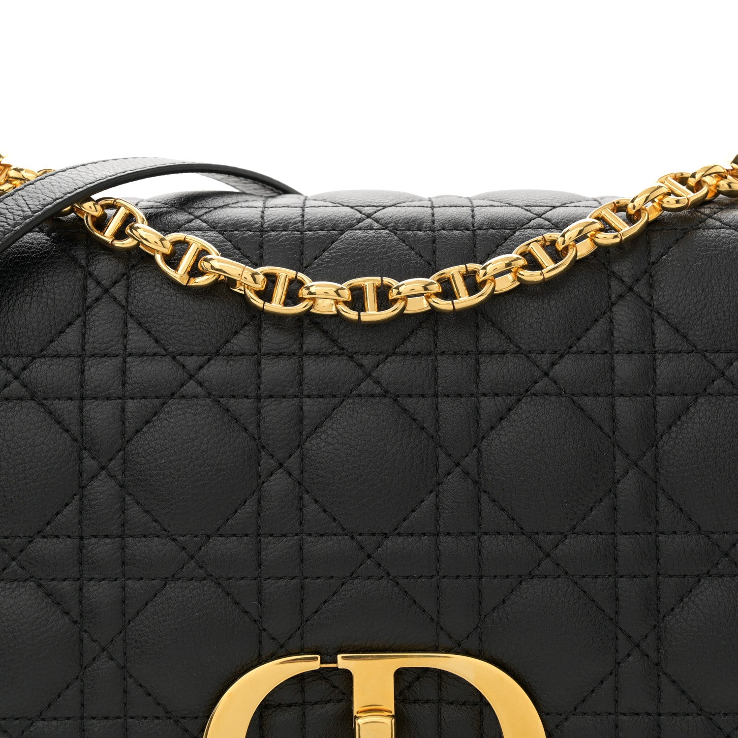 Christian Dior Grained Calfskin Cannage Large Caro Bag Black 8 of 11