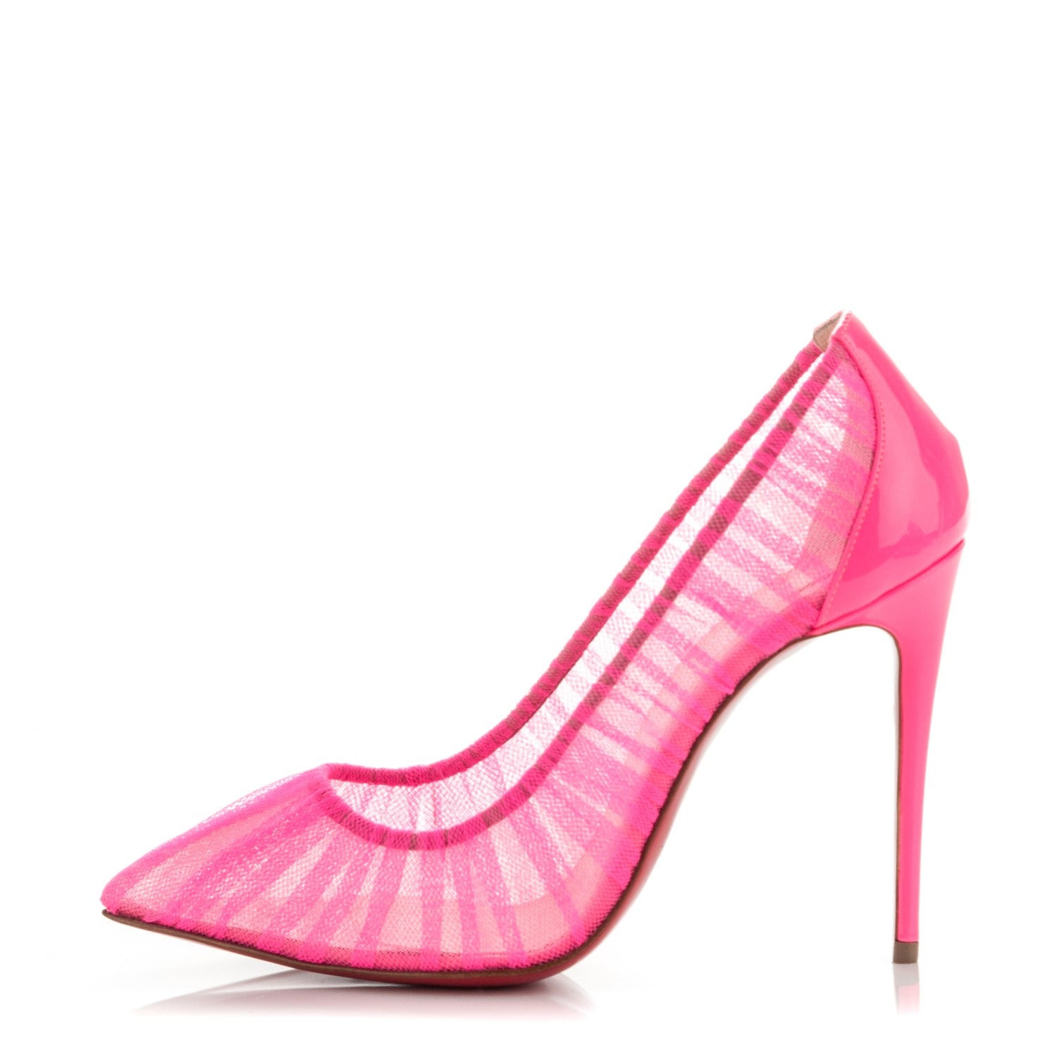 Christian Louboutin Tulle Patent Draperia Follies 100 Pumps 36.5 Shocking Pink 1 of 7