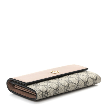 Gucci Dollar Calfskin GG Supreme Monogram GG Marmont Continental Wallet Porcelain Rose Beige Ebony 4 of 8