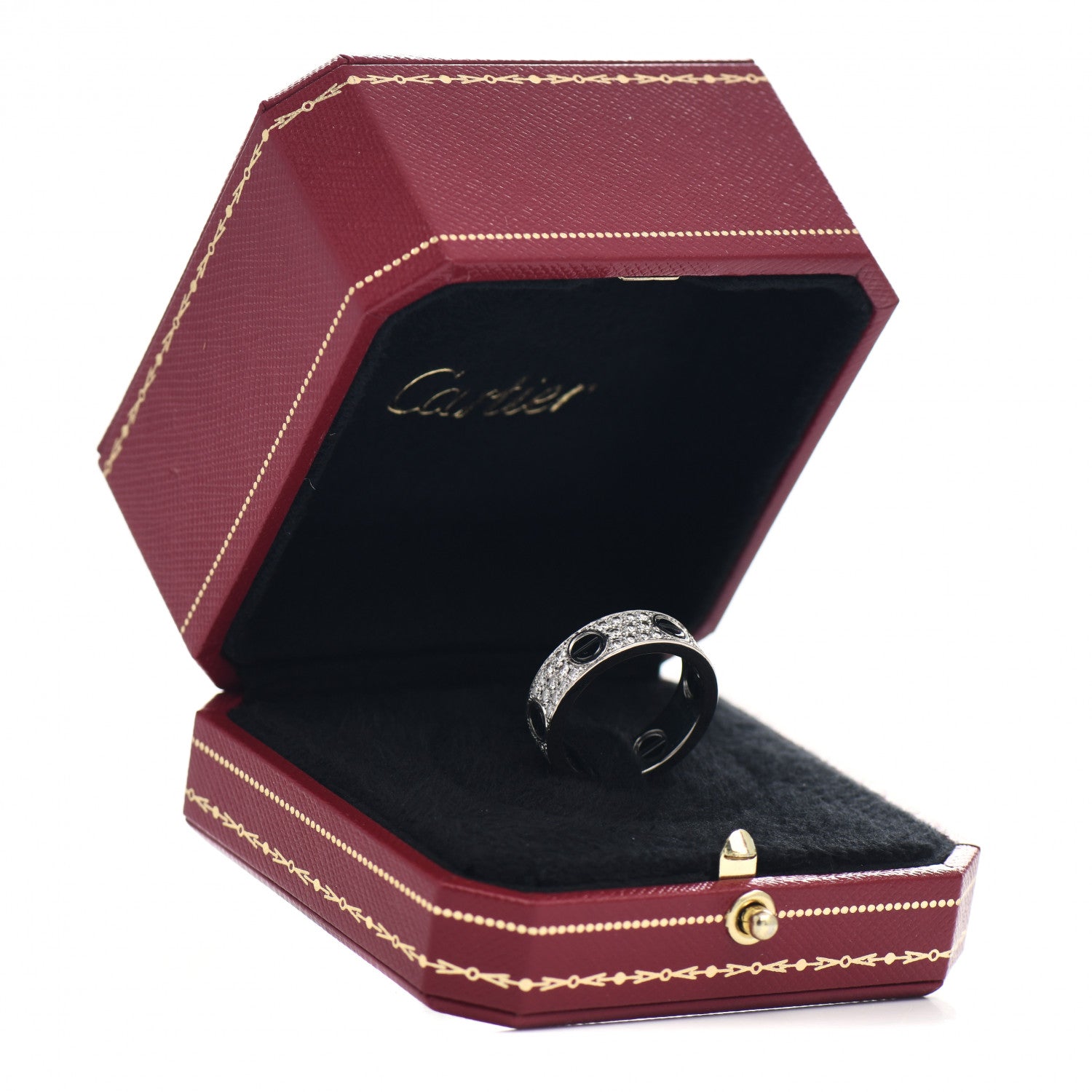 Cartier 18K White Gold Diamond Ceramic LOVE Paved Ring 57 8 5 of 5