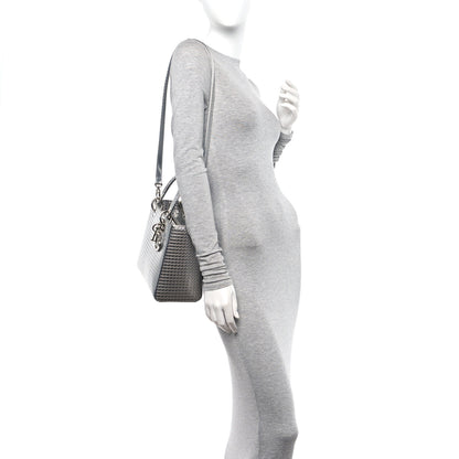 Christian Dior Metallic Patent Micro-Cannage Medium Lady Dior Silver 2 of 18