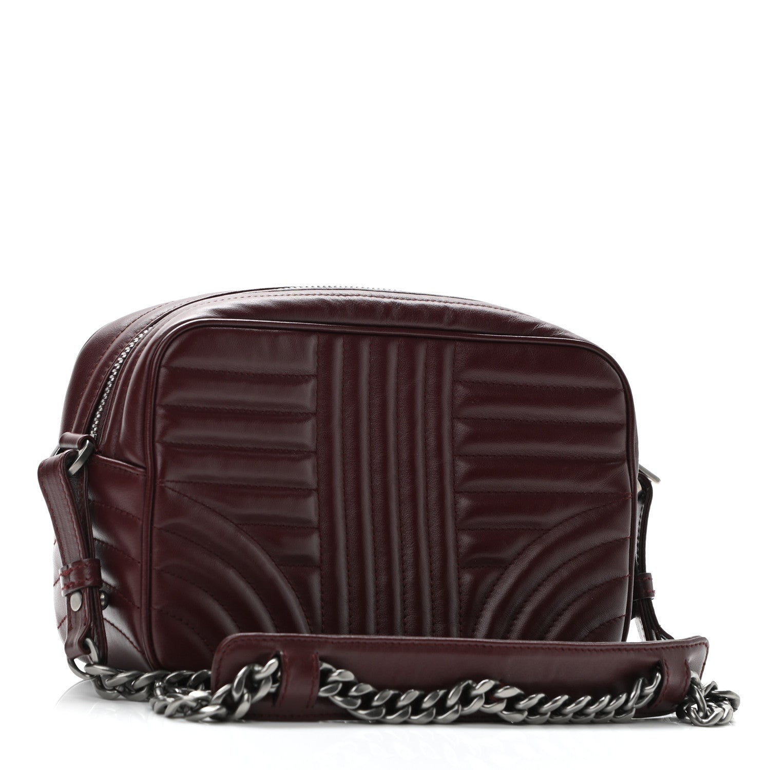 Prada Soft Calfskin Impunture Diagramme Camera Bag Granato 3 of 9