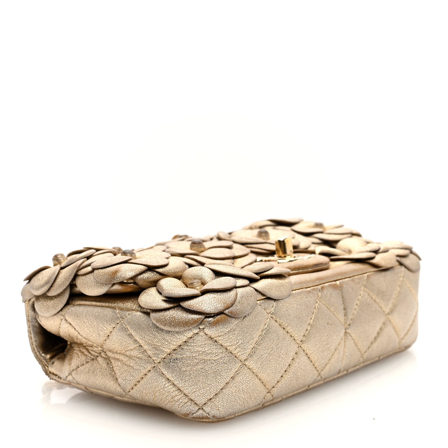 Chanel Metallic Lambskin Quilted Mini Camellia Flap Gold 4 of 12