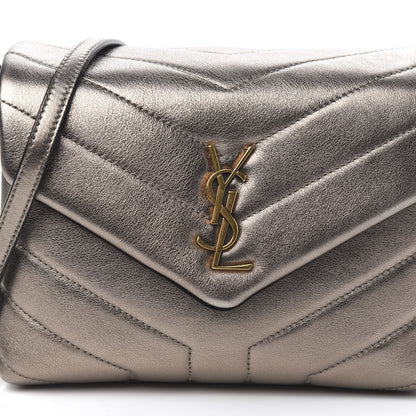 Saint Laurent Metallic Calfskin Y Quilted Monogram Toy Loulou Crossbody Bag Piombo 10 of 10